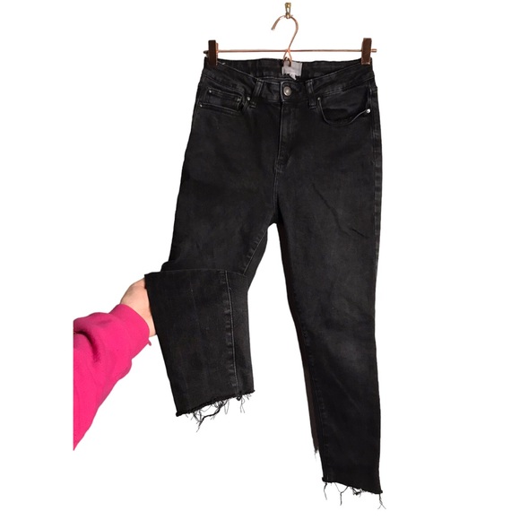 Daily Ritual Denim - Daily Ritual | Black skinny high rise jeans fringe hem